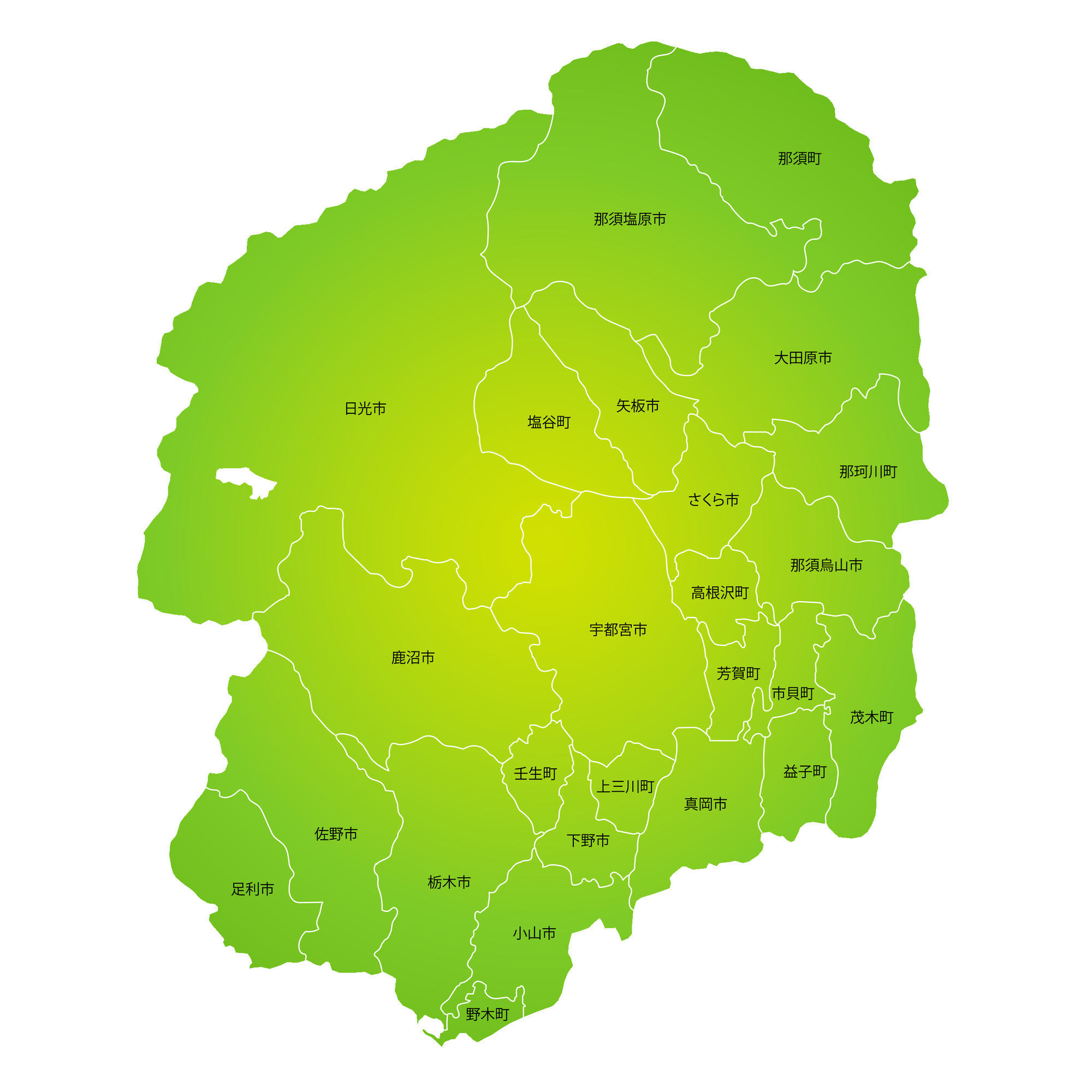栃木県の地図