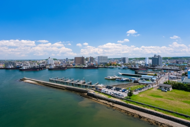 中の島大橋からの木更津市の風景